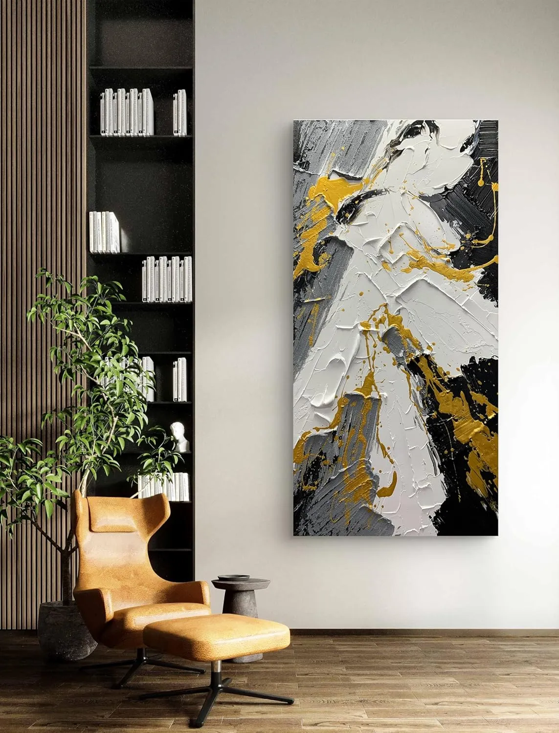 Yika Art Paintings, Abstract Wall Art Thick Texture Modern Gorgeous Abstract Oil Painting Imitation Oil Handicrafts Artwork - Ready to Hang for Living Room Office 24x48 Inch