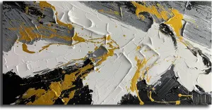 Yika Art Paintings, Abstract Wall Art Thick Texture Modern Gorgeous Abstract Oil Painting Imitation Oil Handicrafts Artwork - Ready to Hang for Living Room Office 24x48 Inch