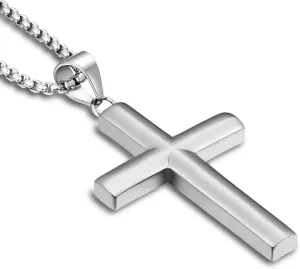 YL Men's Cross Necklace 316L Stainless Steel Jesus Ankh Pendant Rolo Chain Jewelry