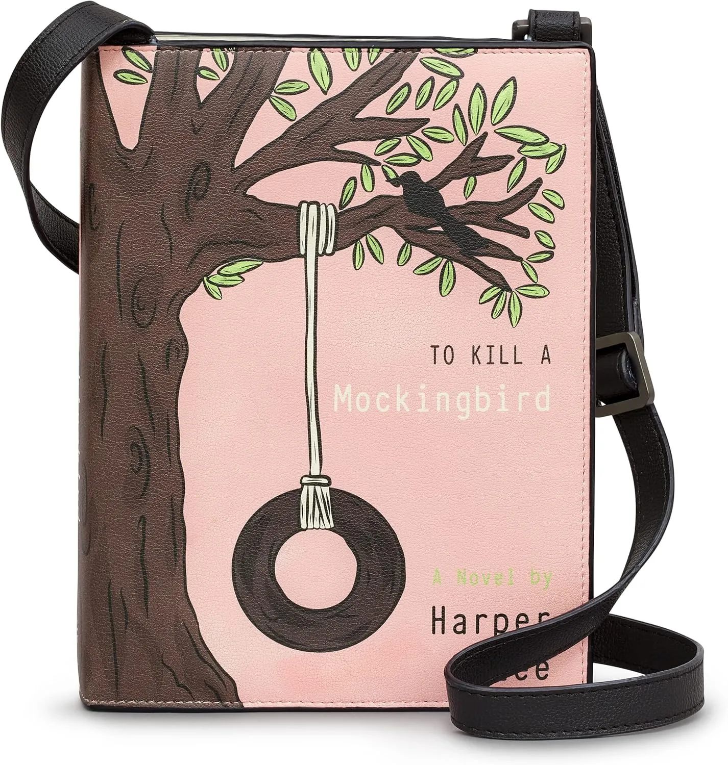 Yoshi To Kill A Mockingbird Book Cover Bag, Cross Body Bag, Vegan Leather, Harper Lee Bag, Handbags for Women, Book and Literary Gifts for Bookworms, Pink, One Size