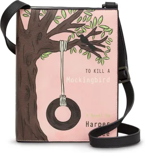 Yoshi To Kill A Mockingbird Book Cover Bag, Cross Body Bag, Vegan Leather, Harper Lee Bag, Handbags for Women, Book and Literary Gifts for Bookworms, Pink, One Size