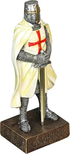 Zeckos Medieval Templar Knight in Battle Armor Painted Resin Statue Figurine - 10 Inches High - Capturing The Spirit of Medieval Courage, Chivalrous Valor and Honor