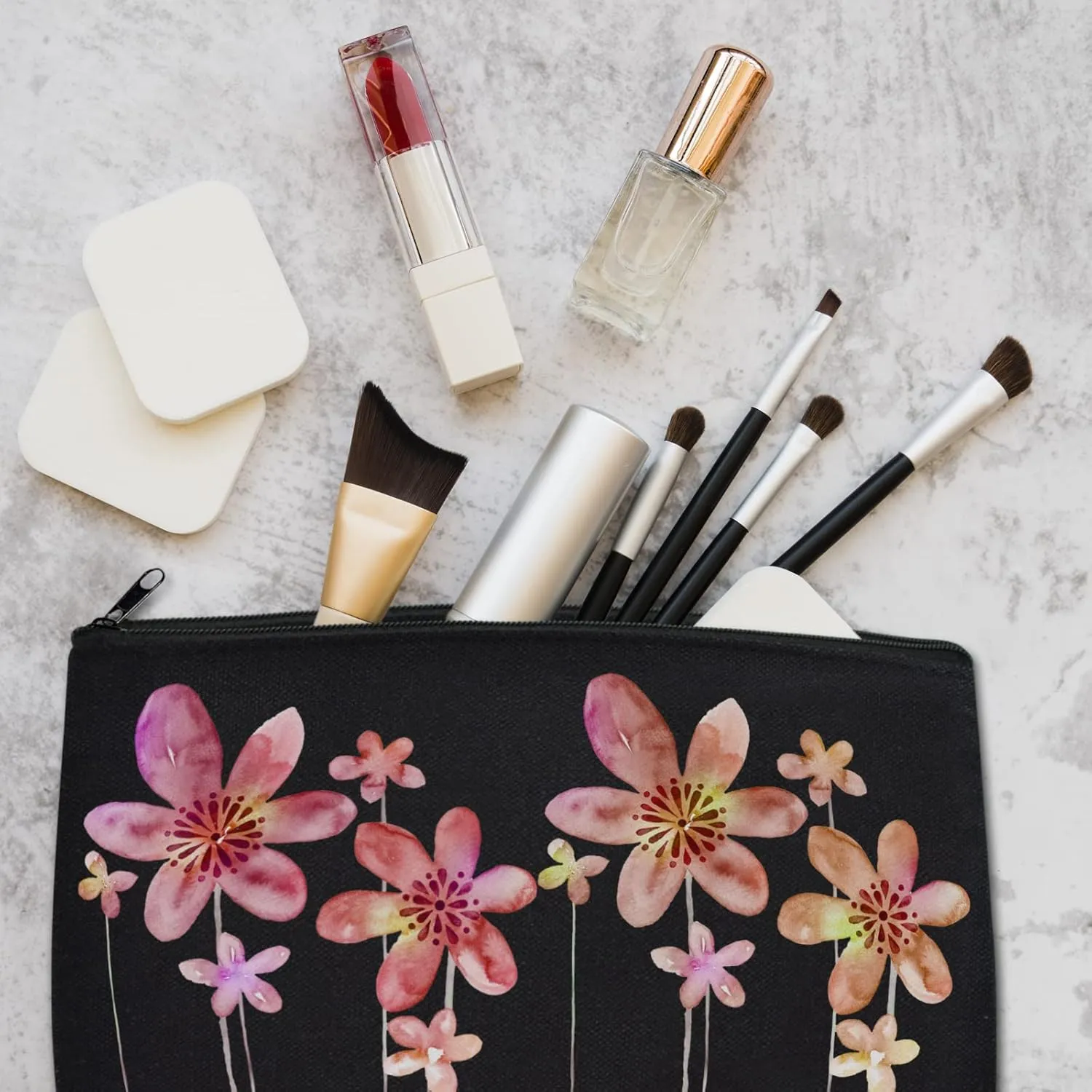ZeeDix Canvas Pouch- Multi-purpose Cosmetic Bag with Zipper, DIY Craft Canvas Zipper Pouch Blank Makeup Bags Bulk Travel Toiletry Bag for Storage (8.3 x 5 inches)