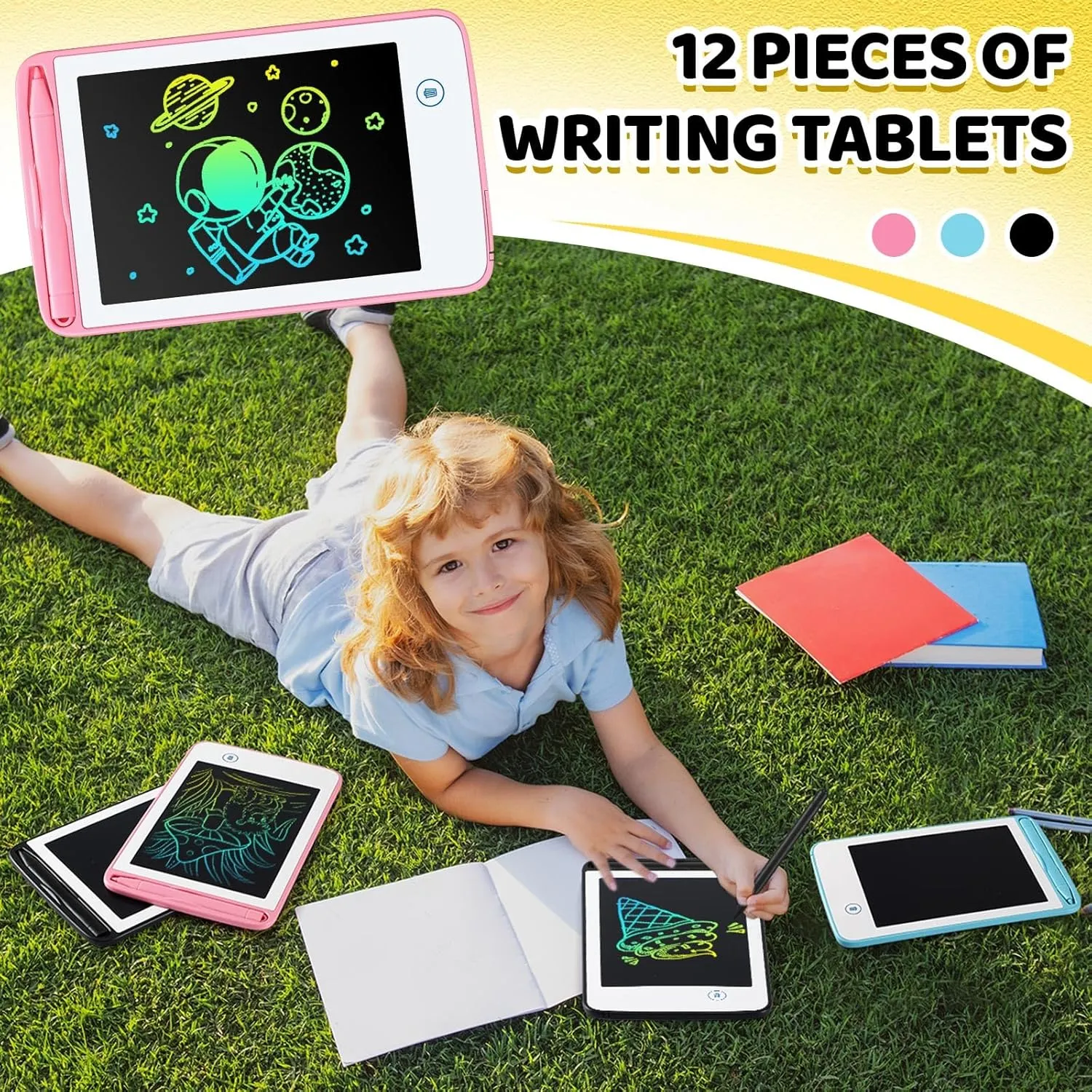 Zhehao 12 Pcs LCD Writing Tablet Drawing Board Doodle Board Educational Toys Erasable Electronic Painting Learning Pads Gift for Age 3-8 Years Old Girls Boys(Fresh Color, 6.5 Inch Screen)