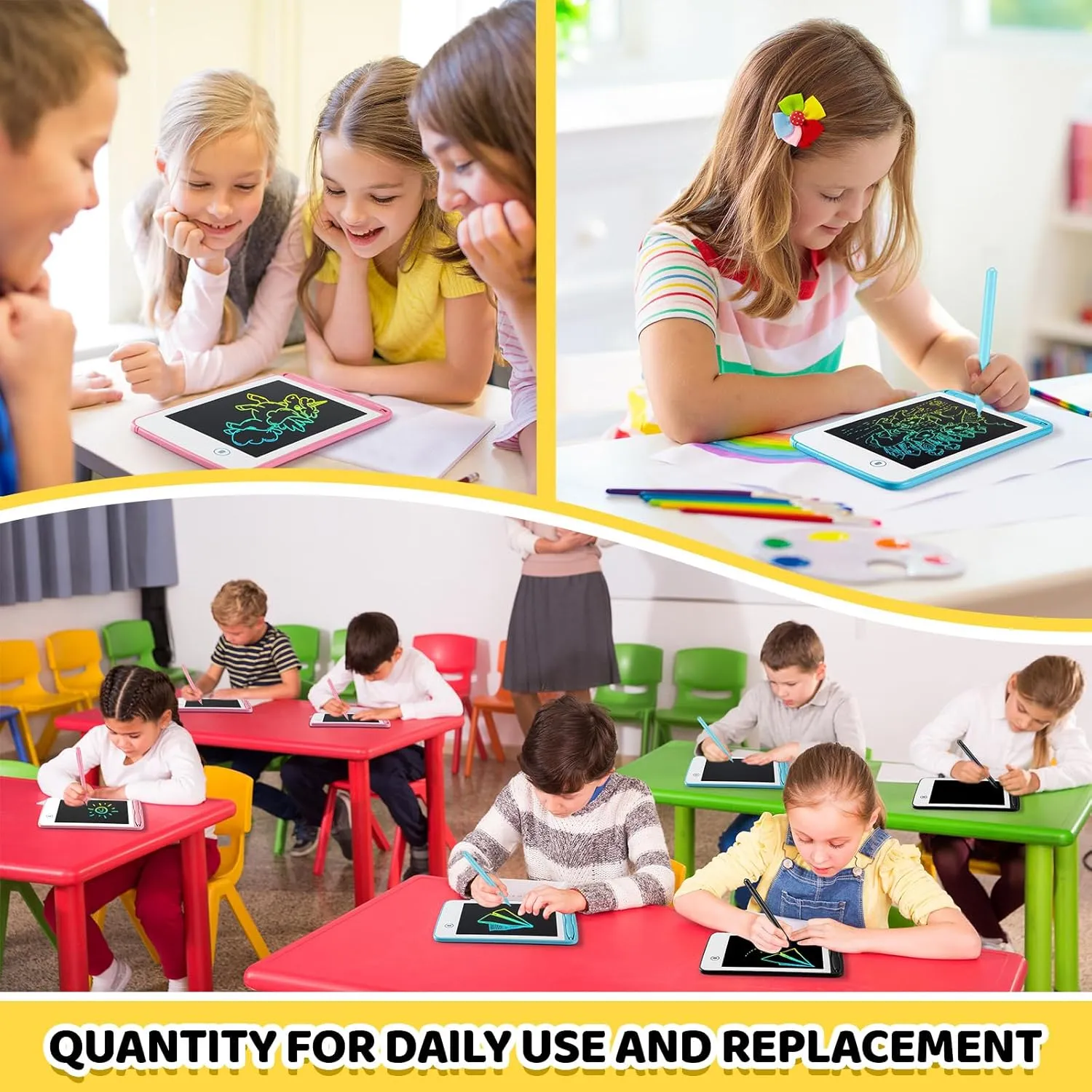 Zhehao 12 Pcs LCD Writing Tablet Drawing Board Doodle Board Educational Toys Erasable Electronic Painting Learning Pads Gift for Age 3-8 Years Old Girls Boys(Fresh Color, 6.5 Inch Screen)