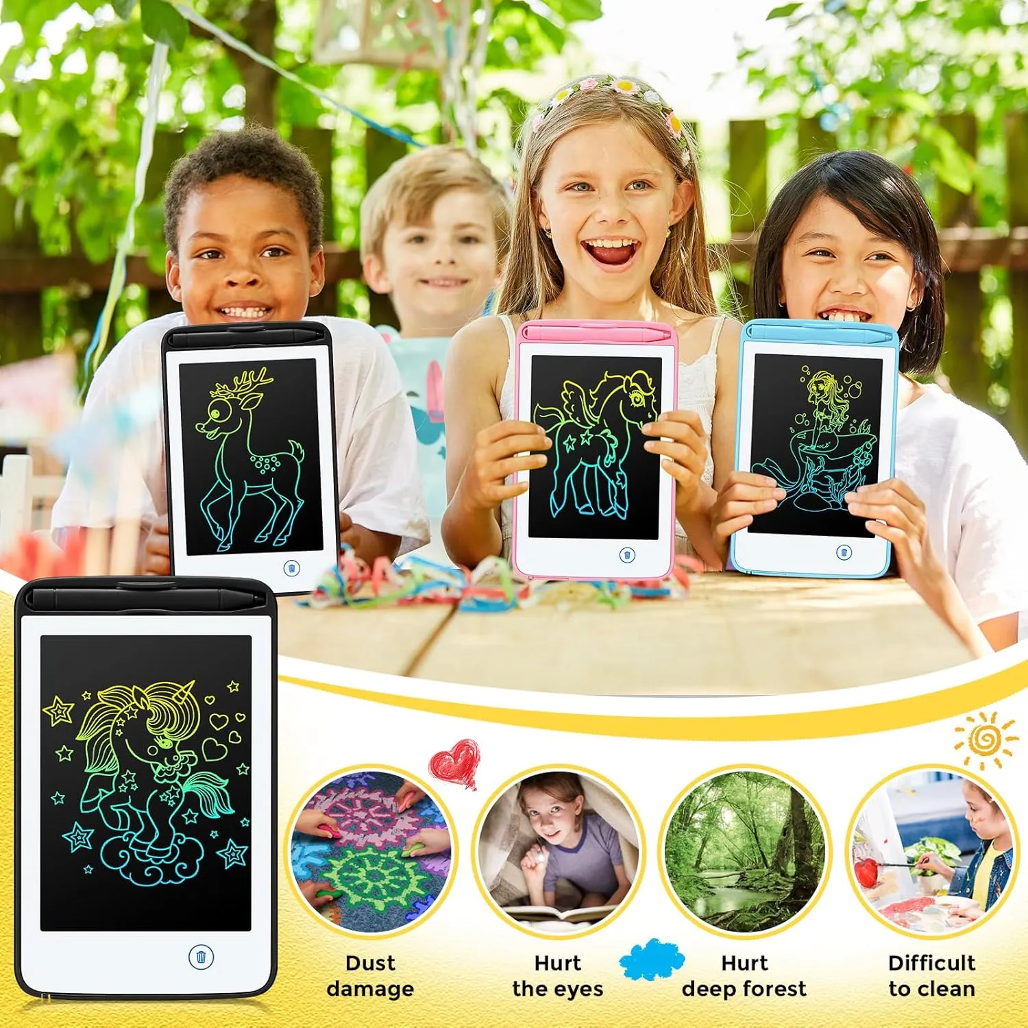 Zhehao 12 Pcs LCD Writing Tablet Drawing Board Doodle Board Educational Toys Erasable Electronic Painting Learning Pads Gift for Age 3-8 Years Old Girls Boys(Fresh Color, 6.5 Inch Screen)