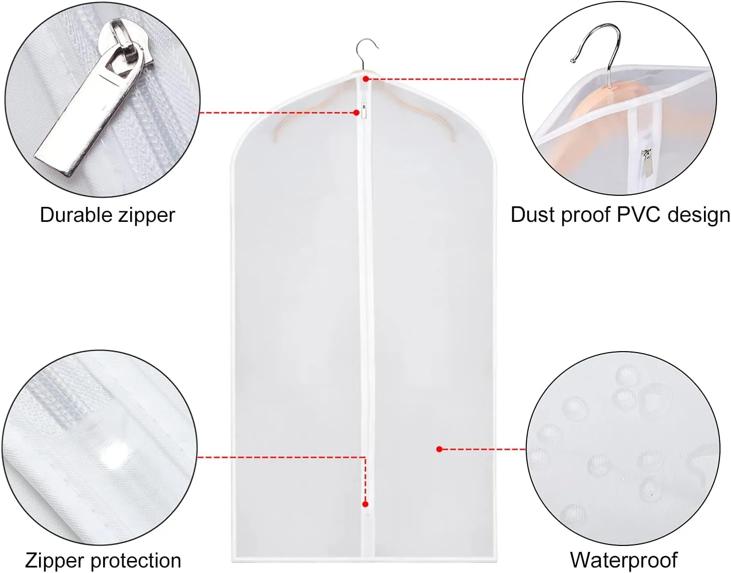 Zilink Hanging Garment Bag Lightweight Suit Bags Dust-Proof (Set of 6) with Study Full Zipper for Closet Storage and Travel [Upgraded Version]