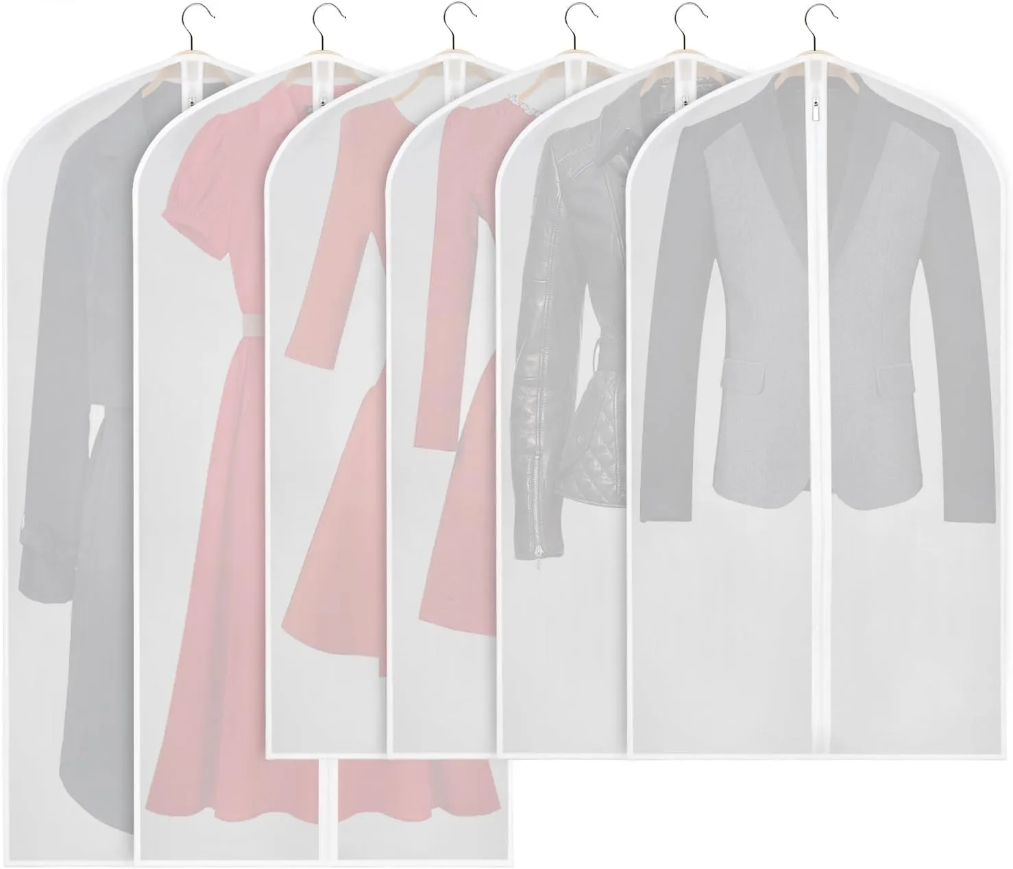 Zilink Hanging Garment Bag Lightweight Suit Bags Dust-Proof (Set of 6) with Study Full Zipper for Closet Storage and Travel [Upgraded Version]