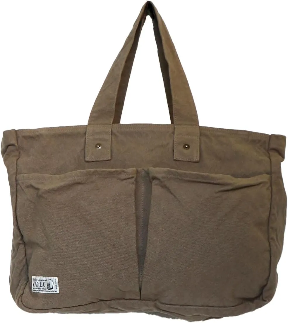 ZIP BOX Tote Bag Cotton100% Canvas Zipper Fastener japan Washable Outer Pocket Sholder hand Bag (VC-24)